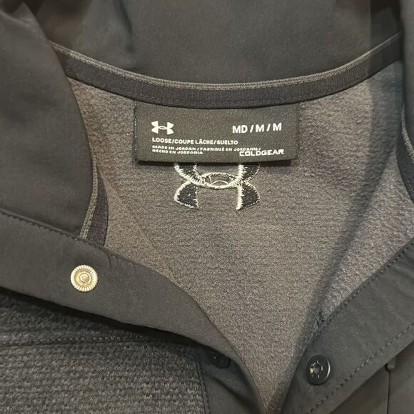 Under Armour Men's Specialist Grid Henley Sweater | Medium | Dark Charcoal/Black - Picture 3 of 6